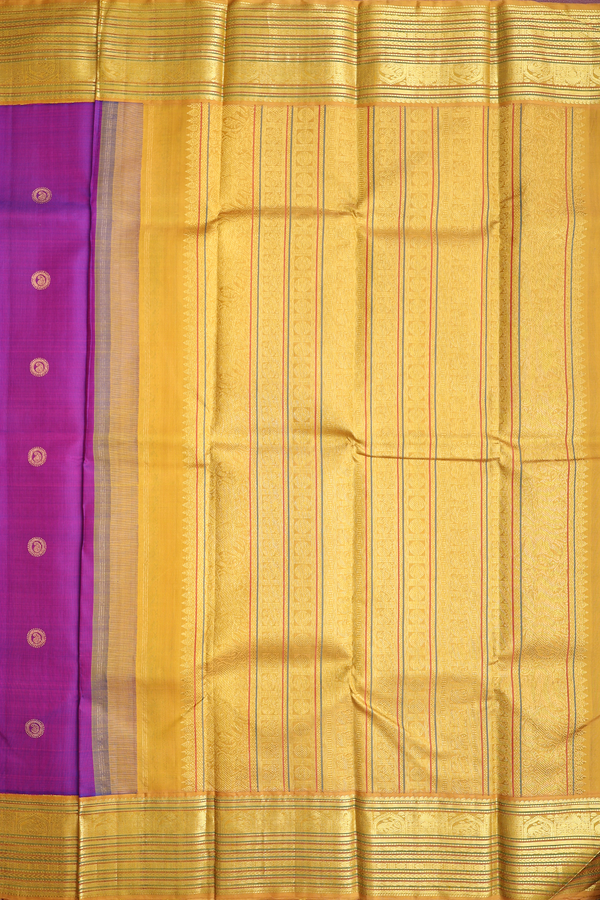 Kanchipuram Silk Saree In Purple With Thilagam Buttas