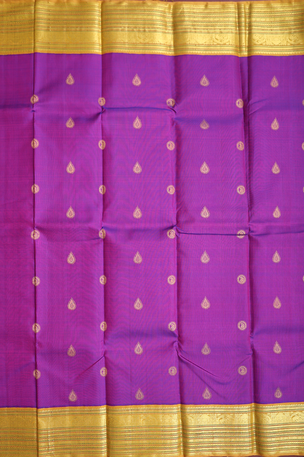 Kanchipuram Silk Saree In Purple With Thilagam Buttas