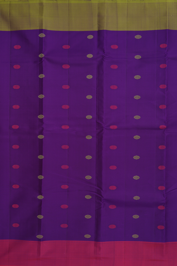 Kanchipuram Silk Saree In Purple With Threadwork Buttas