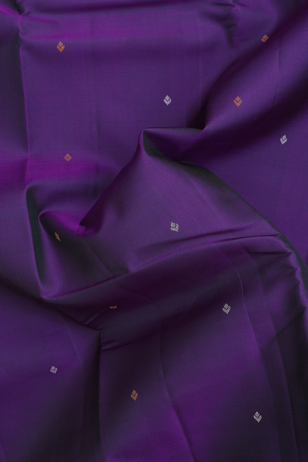 Kanchipuram Silk Saree In Purple With Threadwork Buttis