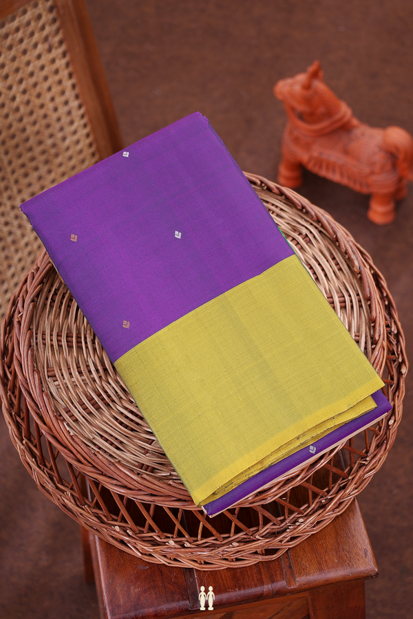 Kanchipuram Silk Saree In Purple With Threadwork Buttis
