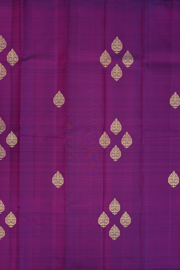 Kanchipuram Silk Saree In Purple With Tree Buttas