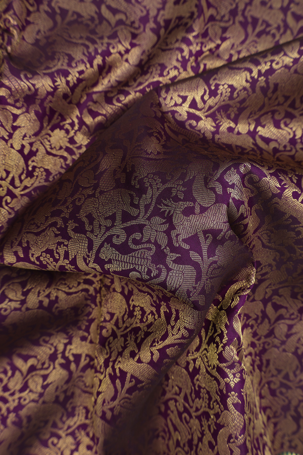 Kanchipuram Silk Saree In Purple With Vanasingaram Design