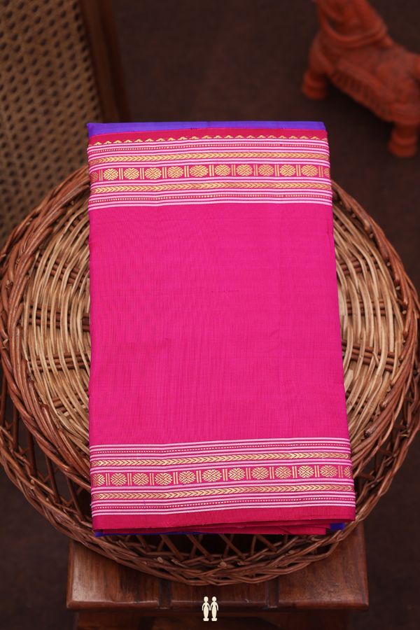Kanchipuram Silk Saree In Purple With Zari Buttas