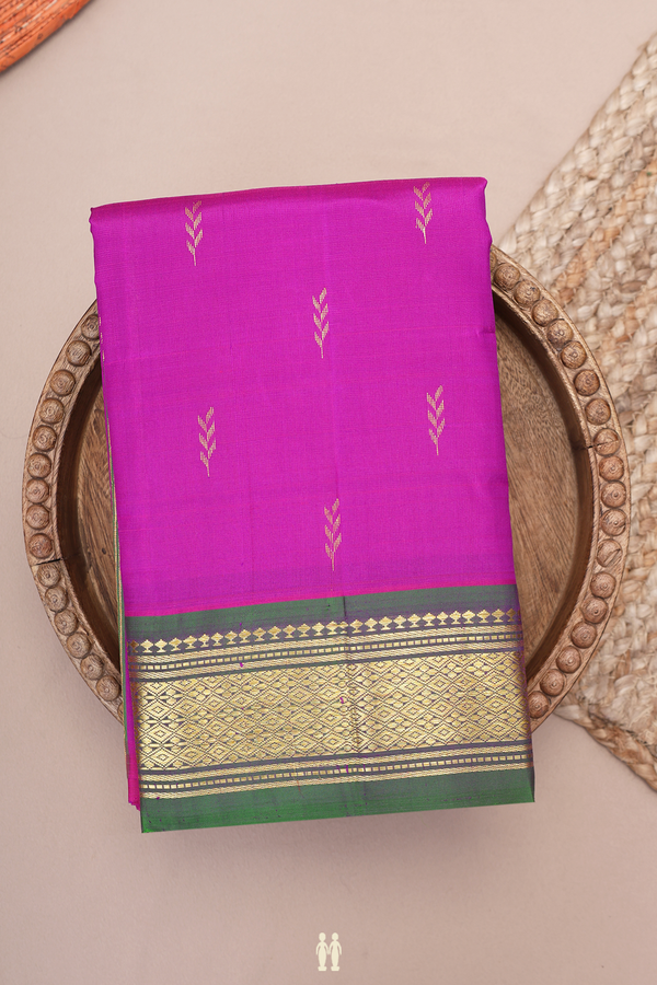 Kanchipuram Silk Saree In Purple With Zari Buttas