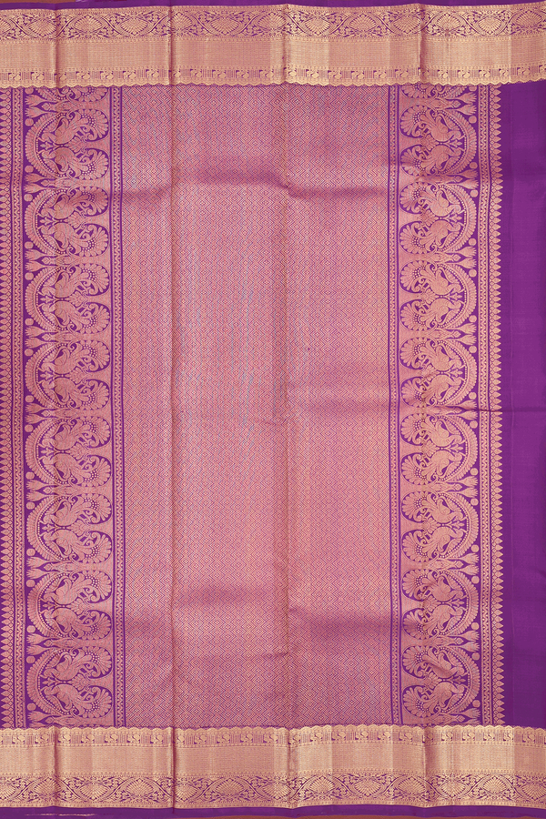 Kanchipuram Silk Saree In Purple With Zari Buttas