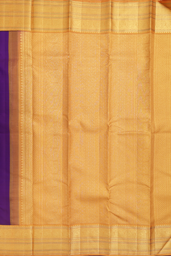 Kanchipuram Silk Saree In Purple With Zari Buttas