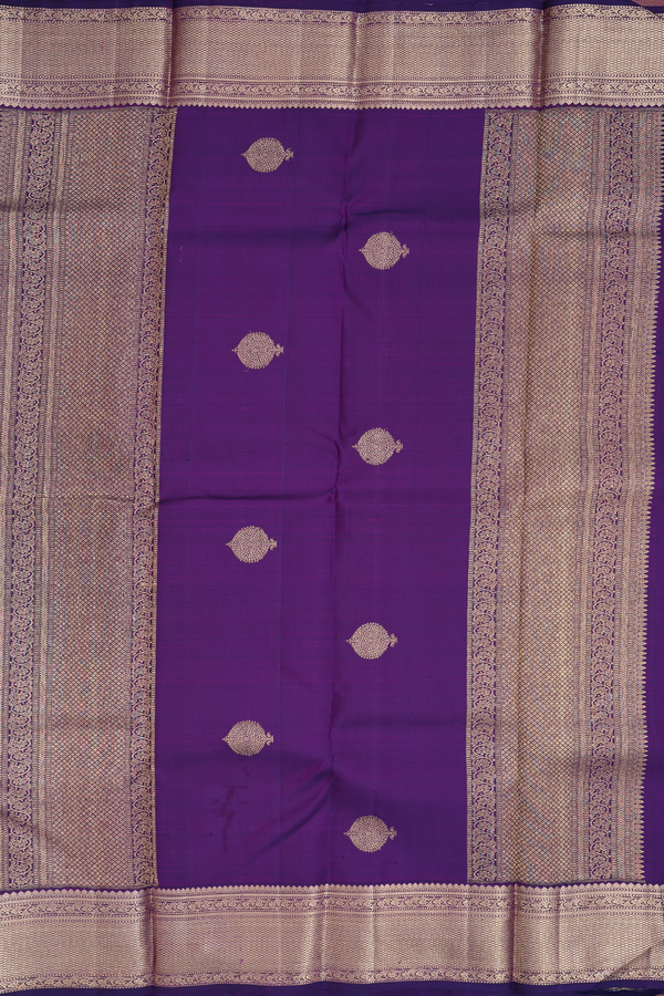 Kanchipuram Silk Saree In Purple With Zari Buttas