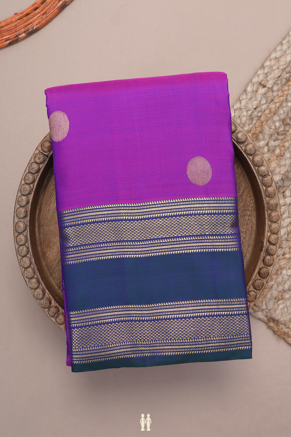 Kanchipuram Silk Saree In Purple With Zari Buttas