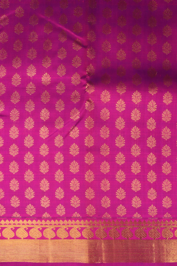 Kanchipuram Silk Saree In Purple With Zari Buttas