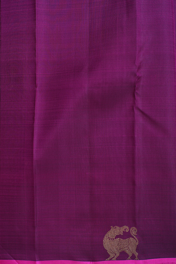 Kanchipuram Silk Saree In Purple With Zari Buttas