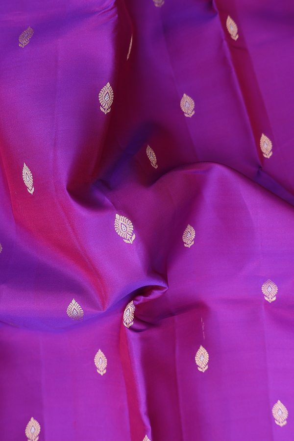 Kanchipuram Silk Saree In Purple With Zari Buttas