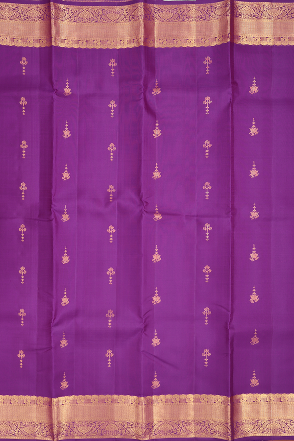 Kanchipuram Silk Saree In Purple With Zari Buttas