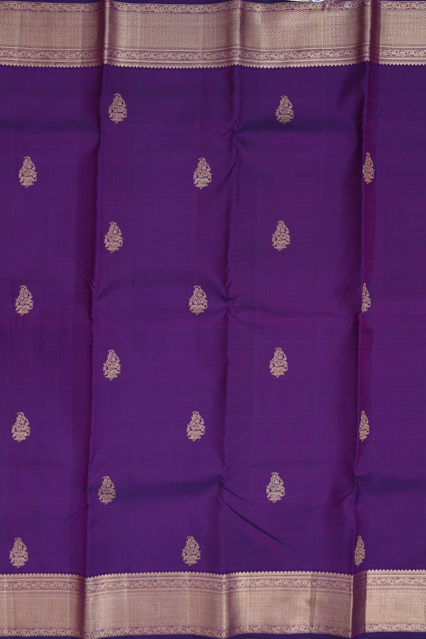 Kanchipuram Silk Saree In Purple With Zari Buttas