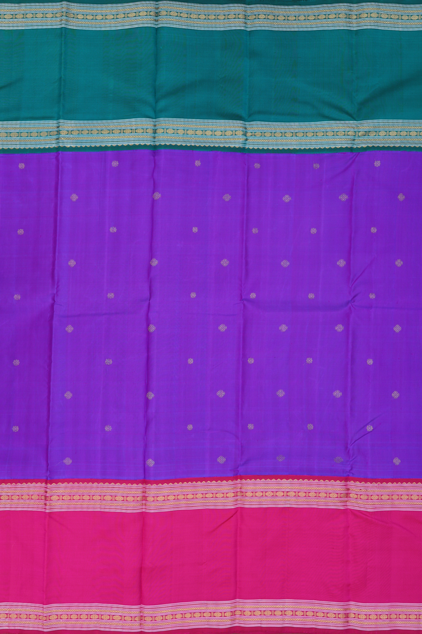 Kanchipuram Silk Saree In Purple With Zari Buttas