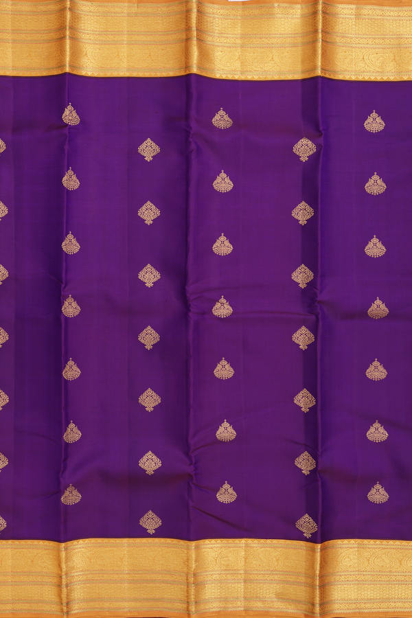 Kanchipuram Silk Saree In Purple With Zari Buttas