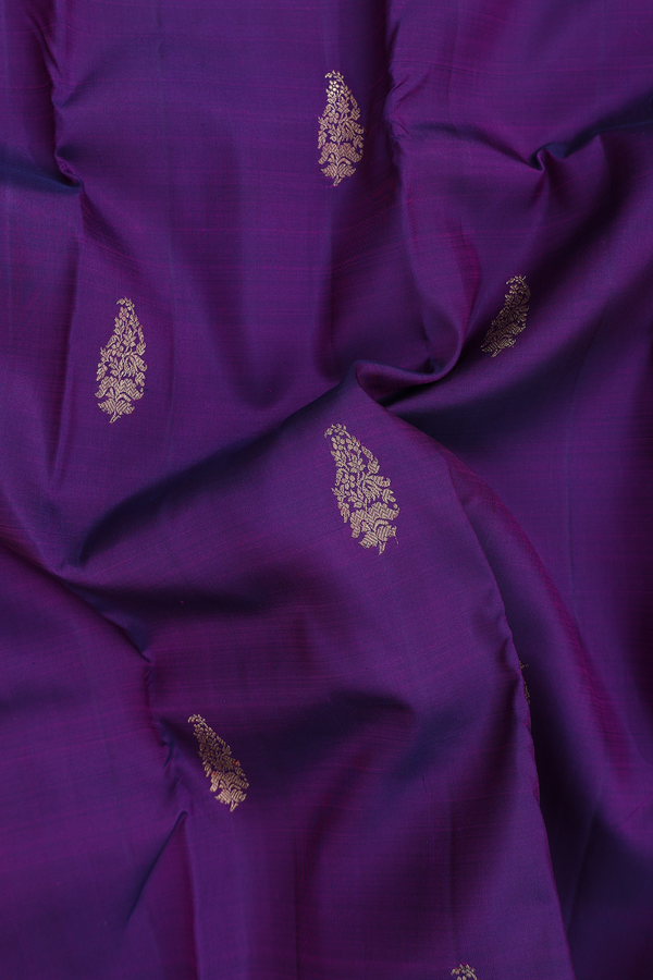 Kanchipuram Silk Saree In Purple With Zari Buttas