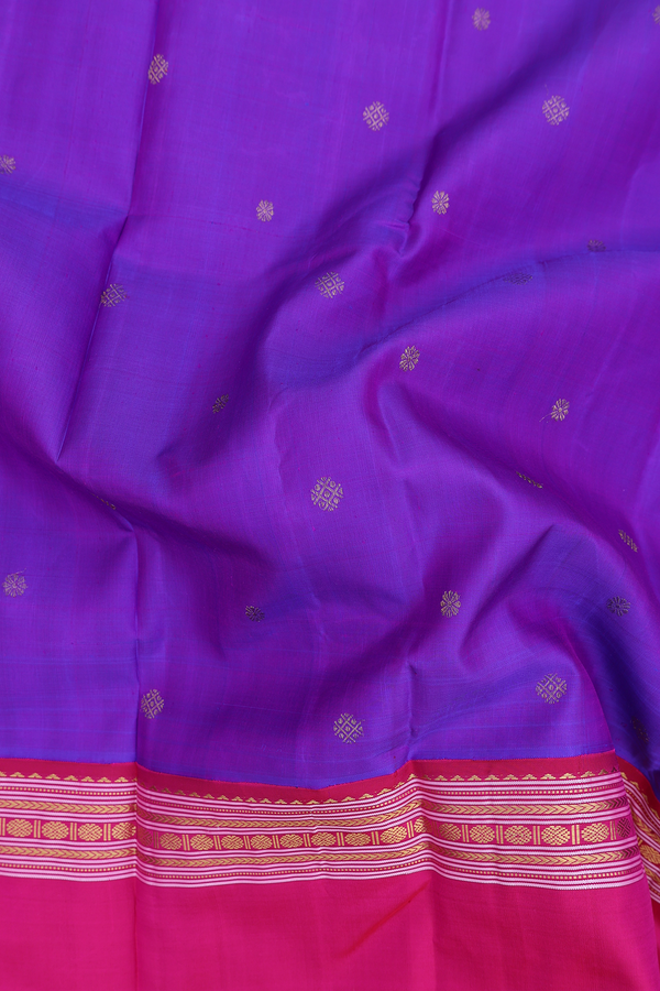 Kanchipuram Silk Saree In Purple With Zari Buttas