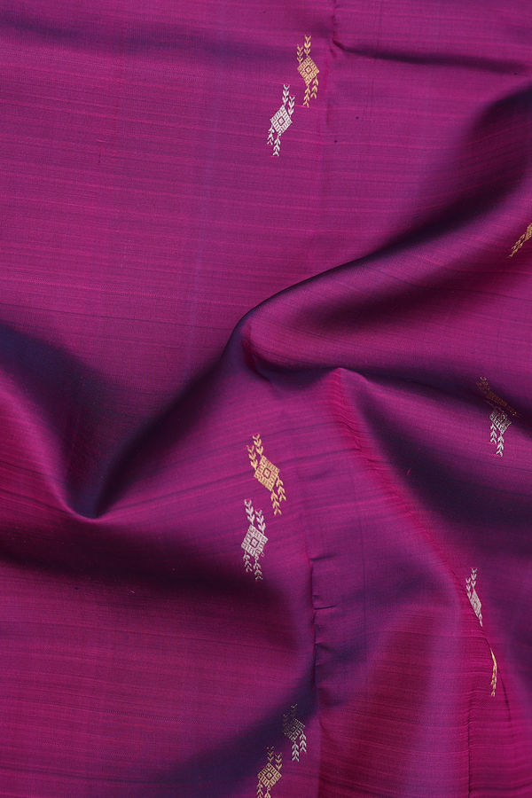Kanchipuram Silk Saree In Purple With Zari Buttas