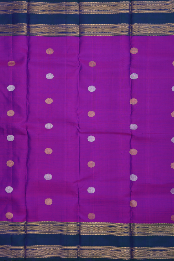 Kanchipuram Silk Saree In Purple With Zari Buttas