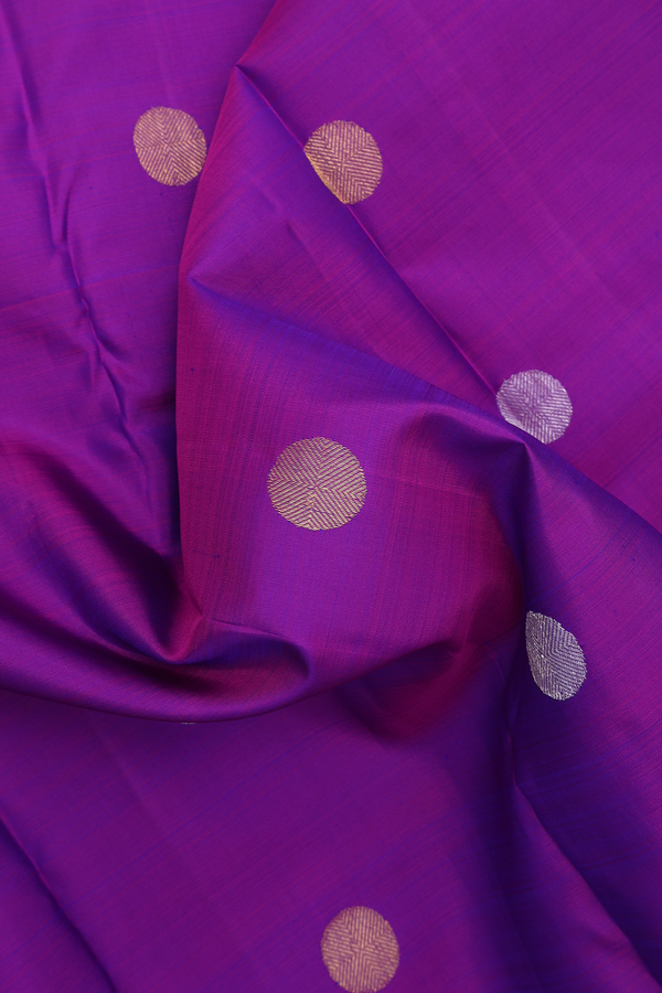 Kanchipuram Silk Saree In Purple With Zari Buttas