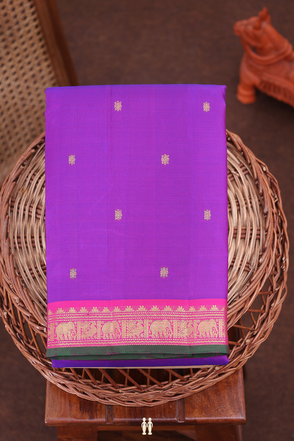 Kanchipuram Silk Saree In Purple With Zari Buttis