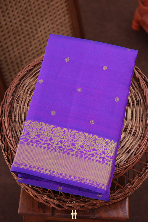 Kanchipuram Silk Saree In Purple With Zari Buttis