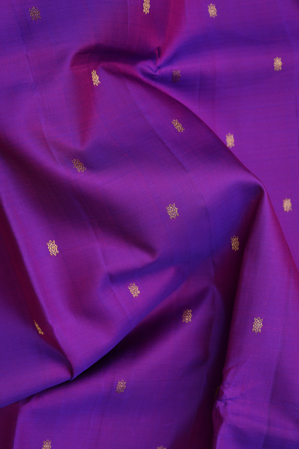 Kanchipuram Silk Saree In Purple With Zari Buttis