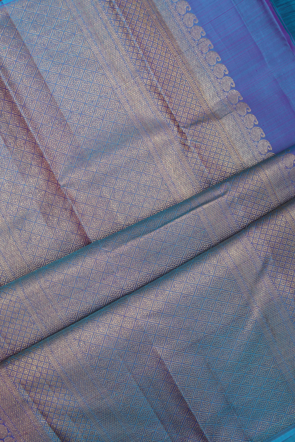 Kanchipuram Silk Saree In Purple With Zari Stripes