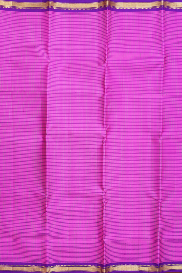 Kanchipuram Silk Saree In Purplish Pink With Stripes Design