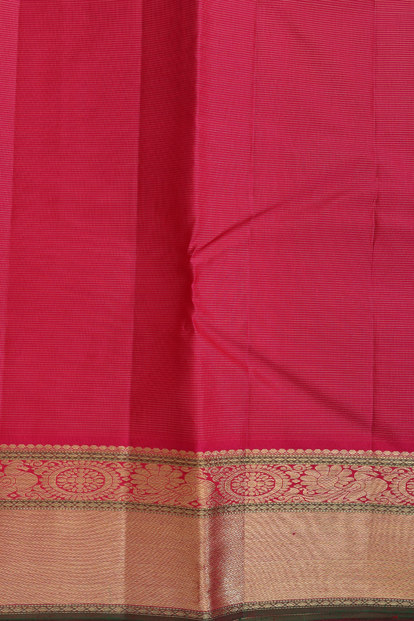 Kanchipuram Silk Saree In Rani Pink Along Stripes With Buttas