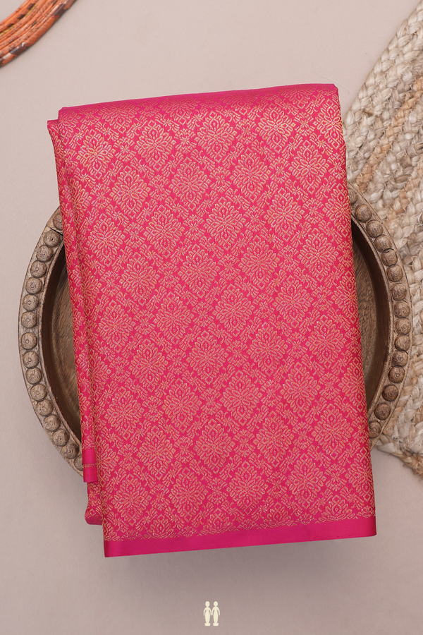 Kanchipuram Silk Saree In Rani Pink With Brocade Design