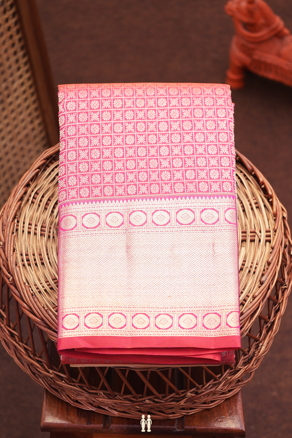 Kanchipuram Silk Saree In Rani Pink With Brocade Design