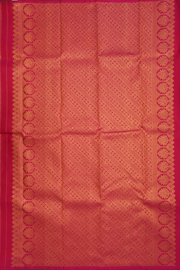 Kanchipuram Silk Saree In Rani Pink With Brocade Design