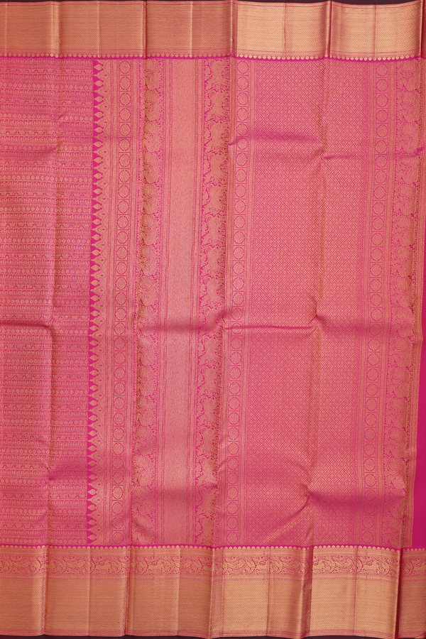 Kanchipuram Silk Saree In Rani Pink With Brocade Design