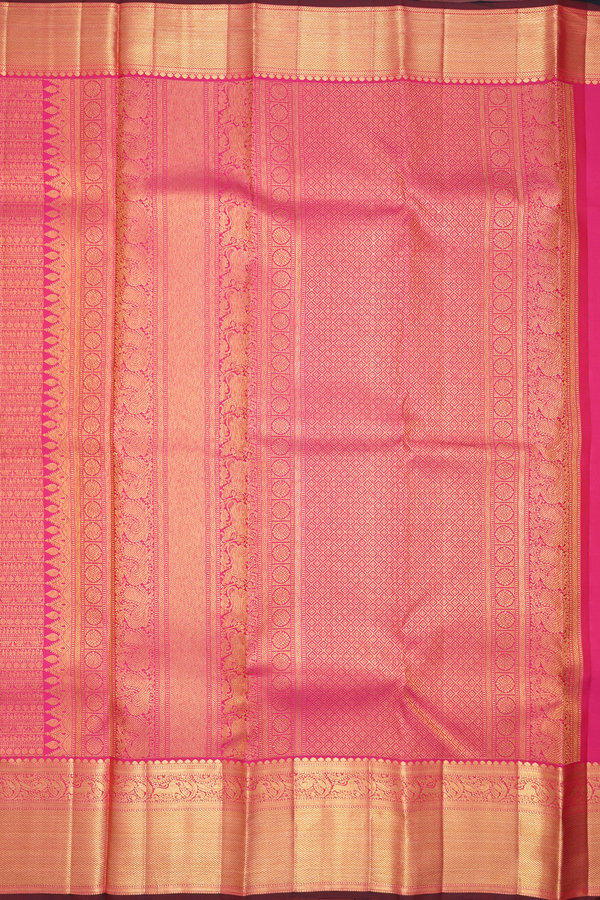 Kanchipuram Silk Saree In Rani Pink With Brocade Design