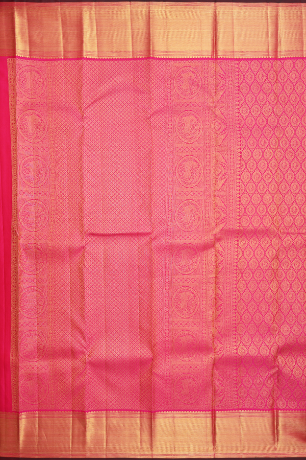 Kanchipuram Silk Saree In Rani Pink With Brocade Design