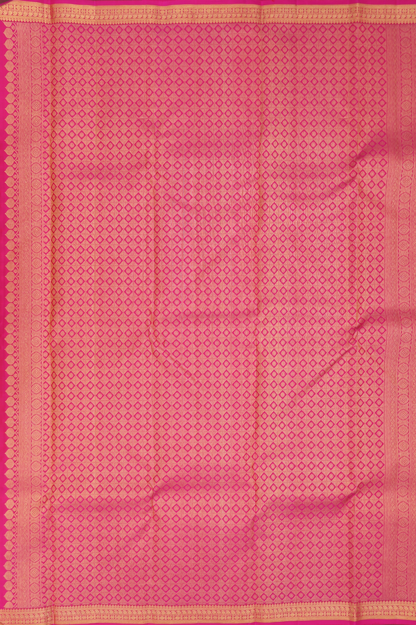 Kanchipuram Silk Saree In Rani Pink With Brocade Design