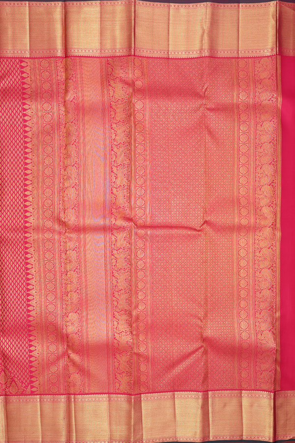 Kanchipuram Silk Saree In Rani Pink With Brocade Design