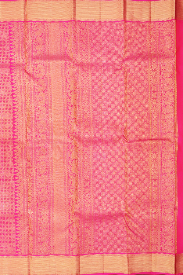 Kanchipuram Silk Saree In Rani Pink With Brocade Design
