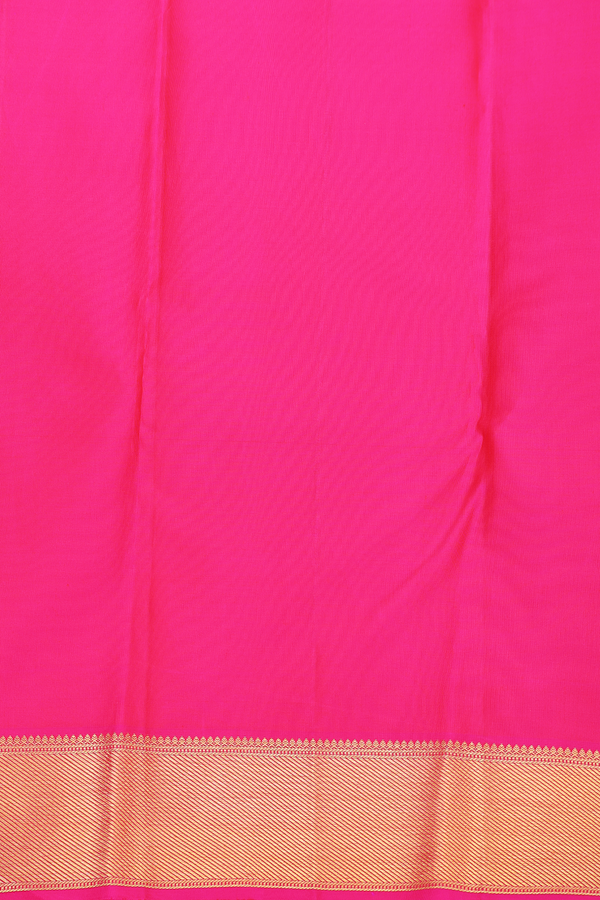 Kanchipuram Silk Saree In Rani Pink With Brocade Design