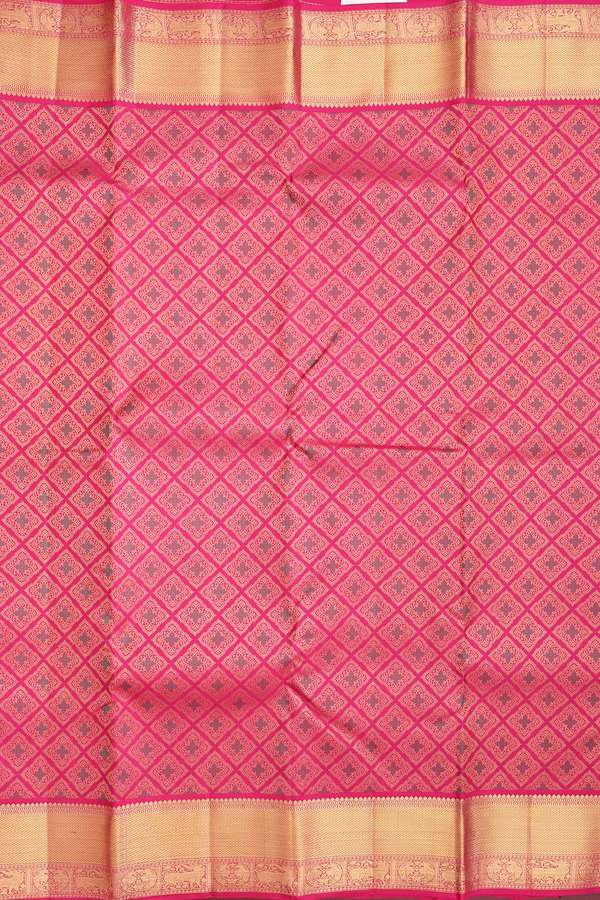 Kanchipuram Silk Saree In Rani Pink With Brocade Design