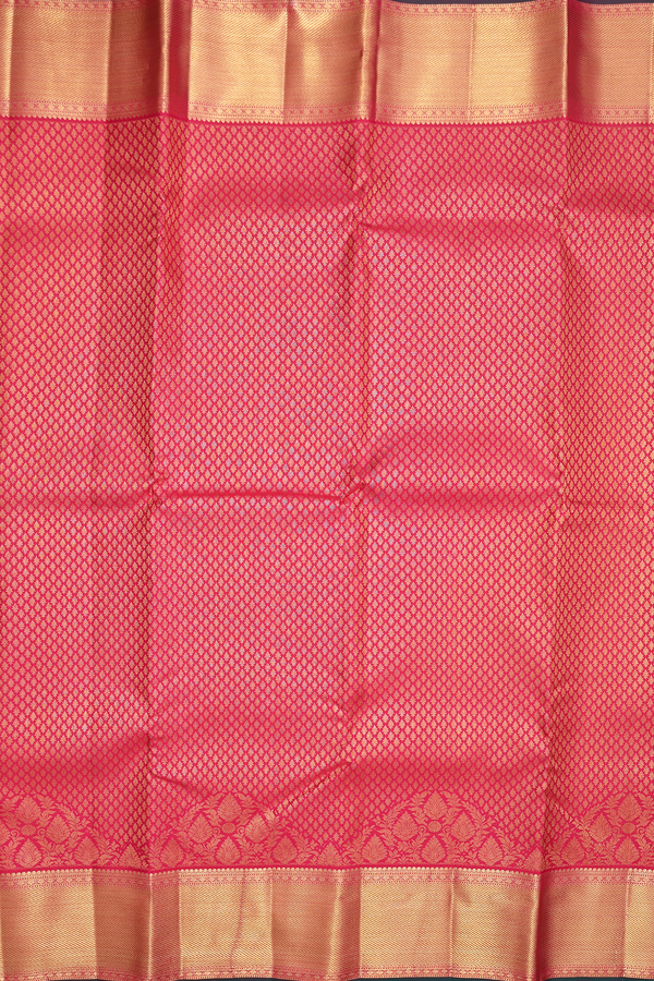 Kanchipuram Silk Saree In Rani Pink With Brocade Design