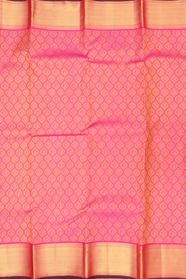 Kanchipuram Silk Saree In Rani Pink With Brocade Design