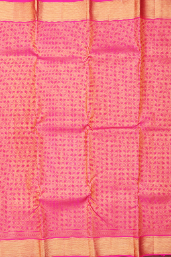 Kanchipuram Silk Saree In Rani Pink With Brocade Design