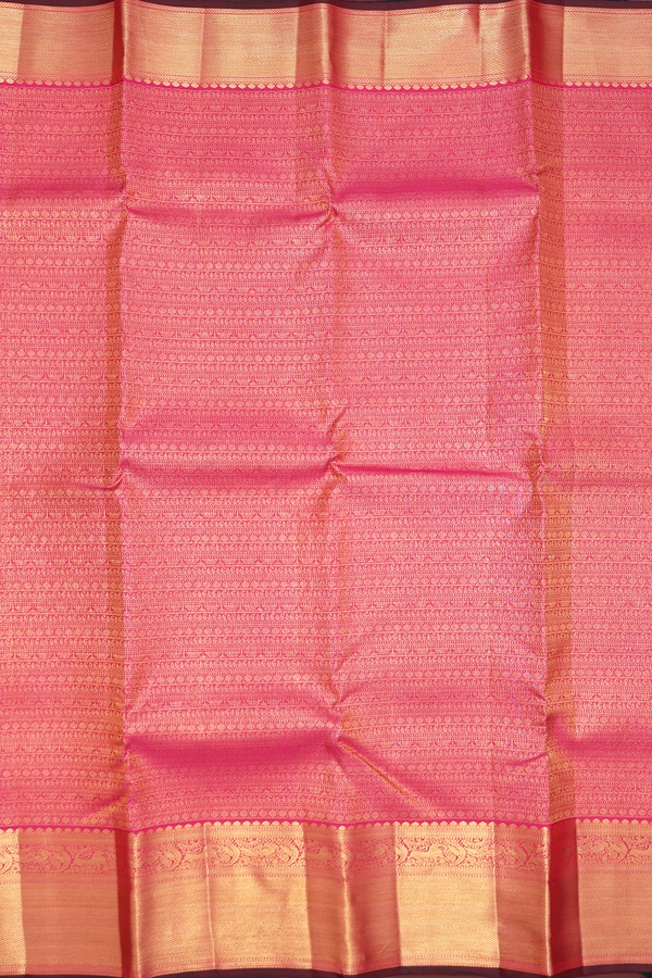 Kanchipuram Silk Saree In Rani Pink With Brocade Design