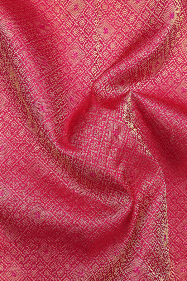 Kanchipuram Silk Saree In Rani Pink With Brocade Design
