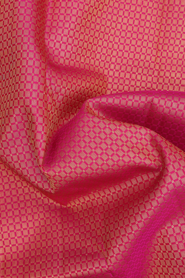 Kanchipuram Silk Saree In Rani Pink With Brocade Design