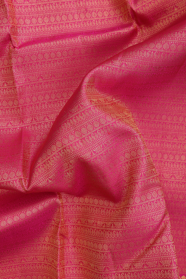 Kanchipuram Silk Saree In Rani Pink With Brocade Design