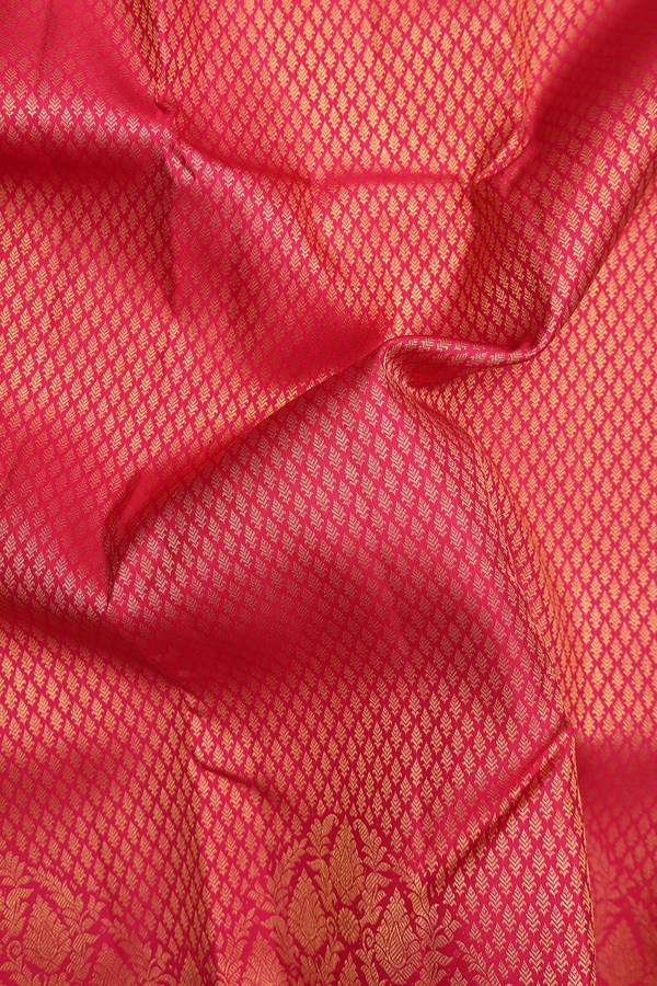 Kanchipuram Silk Saree In Rani Pink With Brocade Design
